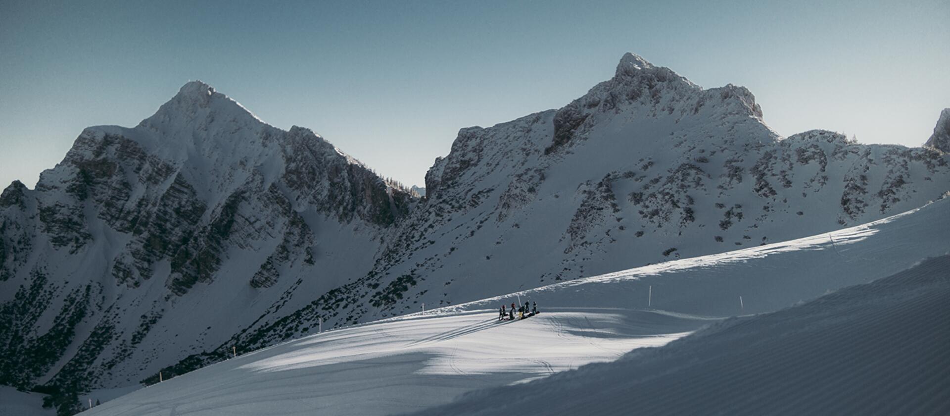 Frisch präparierte Skipiste Füssener Jöchle Tannheimer Tal