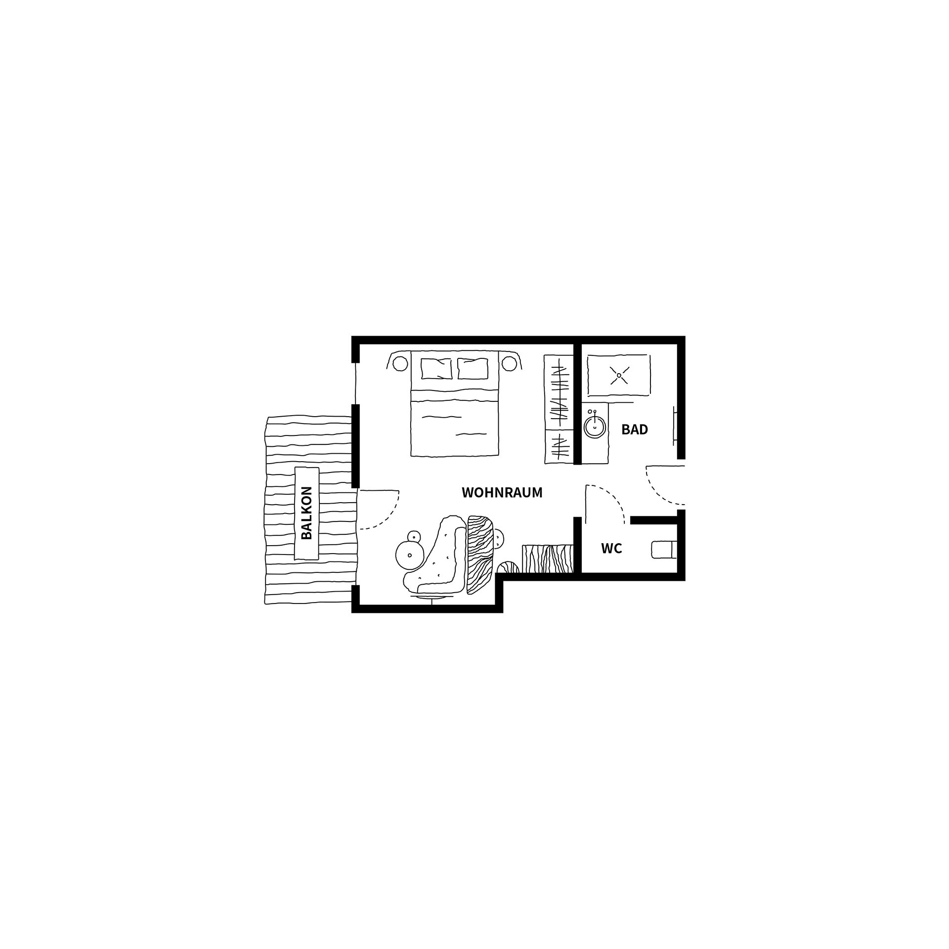 Einzelzimmer – Grundriss